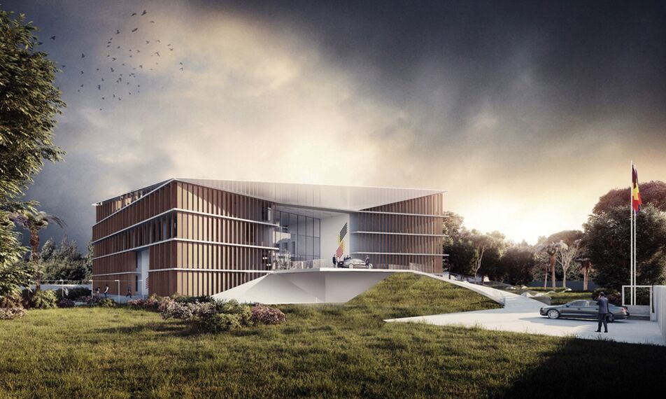 ConceptSystem 59Pa Prozori, ConceptWall 50 Fasade, CS 77 Bullet Proof Prozori, CS 77 Smoke Proof Prozori, CS 77 Fire Proof Prozori, CS 77 Renaissance Prozori, CS 77 Hidden Vent Prozori и CS 77 Smoke & Heat Evacuation Prozori - Embassy Belgian Embassy Kinshasa налази се у Kinshasa, Democratic Republic Congo